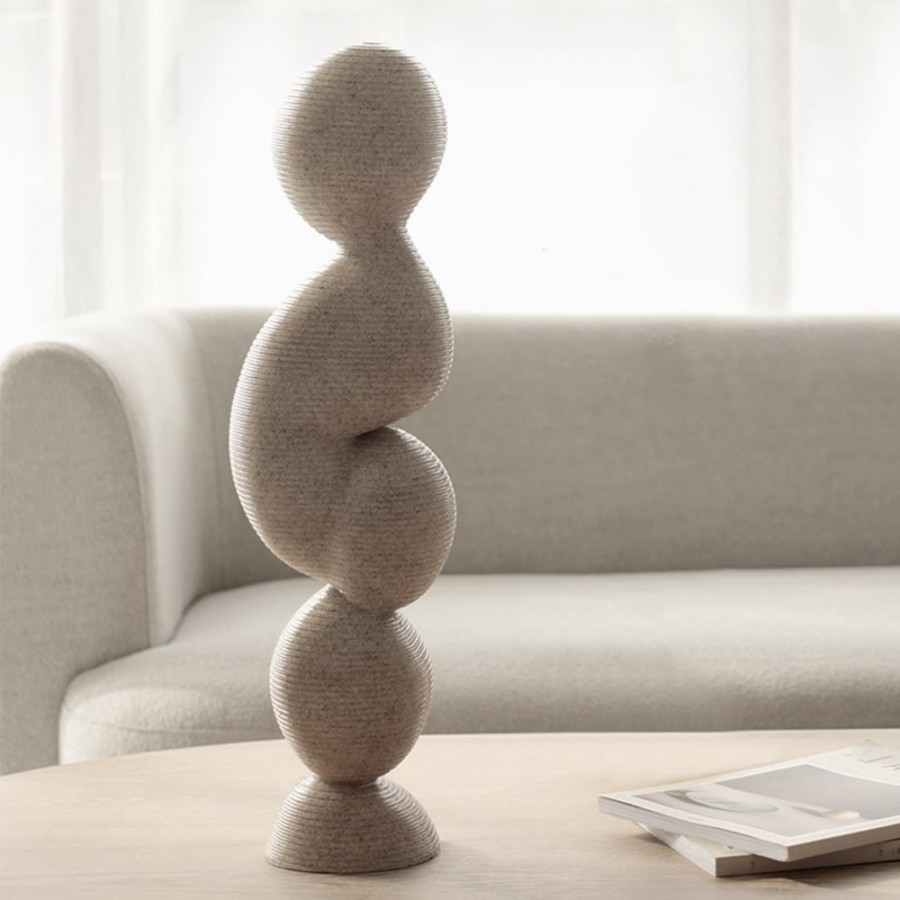 HMR - Modern Resin Abstract Sculpture Art Home Decorative Figurine Desk Decor in Off White