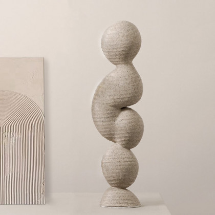 HMR - Modern Resin Abstract Sculpture Art Home Decorative Figurine Desk Decor in Off White