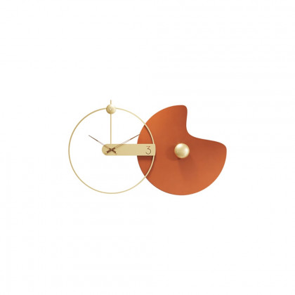 HMR - Modern Large Wall Clock Round Metal Oversized Decorative Wall Clocks in Orange & Gold