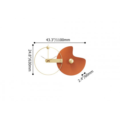 HMR - Modern Large Wall Clock Round Metal Oversized Decorative Wall Clocks in Orange & Gold