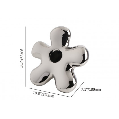 HMR - Modern Silver Ceramic Flower Shape Table Vase Home Decorative Object Art for Living Room