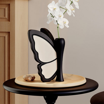 HMR - Artificial Flower White Orchids in Butterfly Vase Home Decor