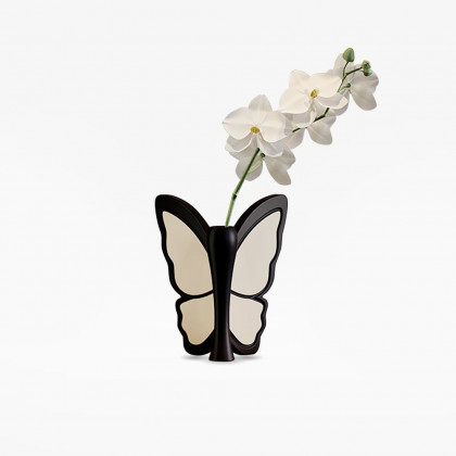 HMR - Artificial Flower White Orchids in Butterfly Vase Home Decor
