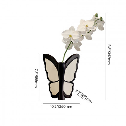 HMR - Artificial Flower White Orchids in Butterfly Vase Home Decor