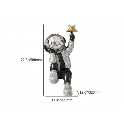 HMR - 24" Resin Astronaut Sculpture Figurine Ornament Art Decor Gold Star Living Room Bedroom