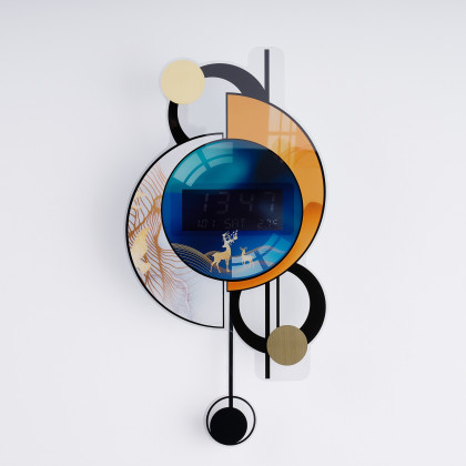 HMR - 26.4"LED Silent Wall Clock Multi-function Display Voice-Activated Wall Clock