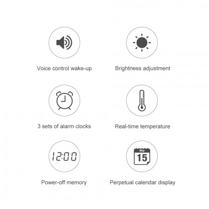 HMR - 26.4"LED Silent Wall Clock Multi-function Display Voice-Activated Wall Clock