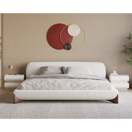HMR Modern Big Metal Geometric Circles Wall Decor Unique Home Living Room Hanging Wall Art - Wine Red