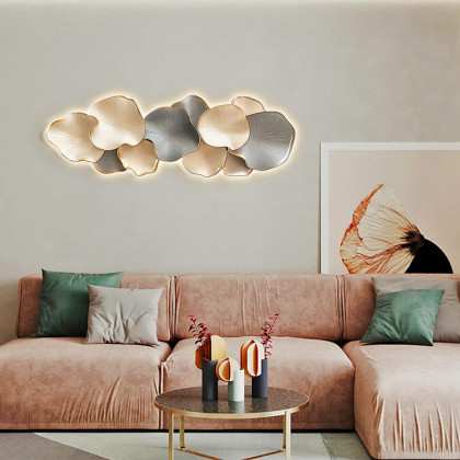 HMR - Textured Design Wall Decor in White and Gray with LED Light