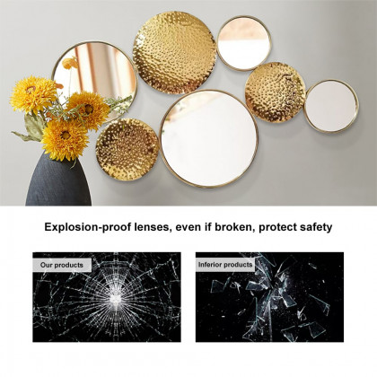 HMR - 47.2" Gold Wall Decorative Mirror Set Creative Round Mirror Wall Hanging Decoration