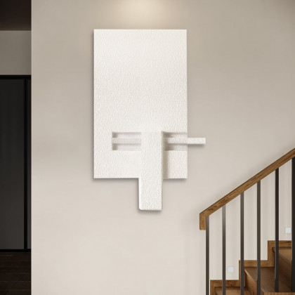 HMR - 3D Abstract Geometric Japandi Beige Wall Sculpture Art Decor With Vase Living Room