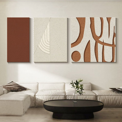 HMR - 3 Pieces Japandi Abstract 3D Geometric Wall Decor Sculpture Art Set Living Room Bedroom