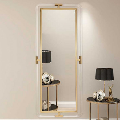 HMR - 47.2"Modern Gold Full Length Large Long Wall Mirror Decor Acrylic & Metal Frame