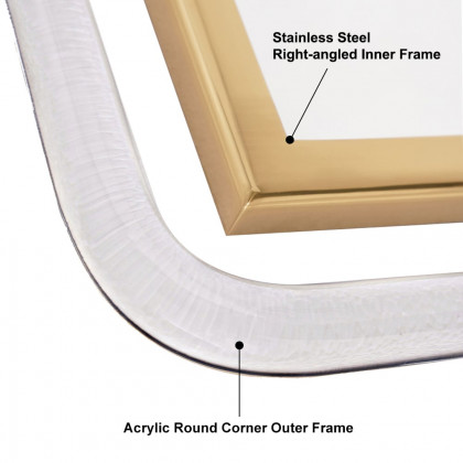 HMR - 47.2"Modern Gold Full Length Large Long Wall Mirror Decor Acrylic & Metal Frame