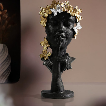 HMR - Black & Gold Thinker Sculpture Statue Resin Romantic Silence Desktop Ornament