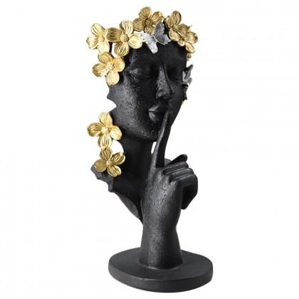 HMR - Black & Gold Thinker Sculpture Statue Resin Romantic Silence Desktop Ornament
