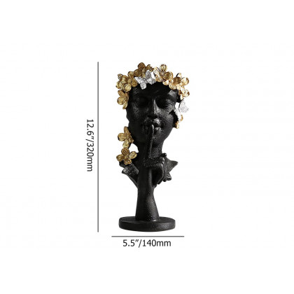 HMR - Black & Gold Thinker Sculpture Statue Resin Romantic Silence Desktop Ornament