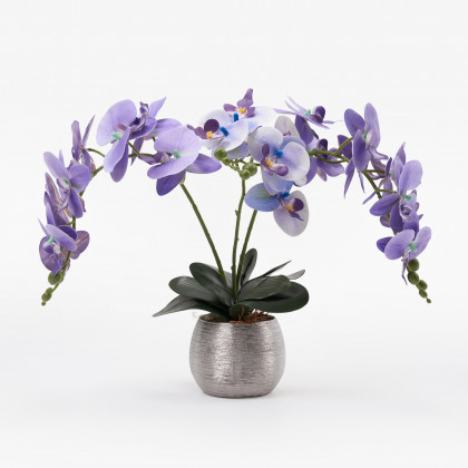 HMR - Artificial Purple Orchids in Vase Set