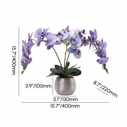 HMR - Artificial Purple Orchids in Vase Set