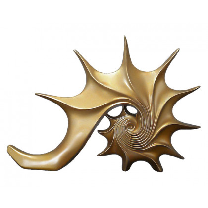 HMR - 15.9" Gold Shell Conch Sculpture Decor Art Modern Resin Figurine Statue Living Room