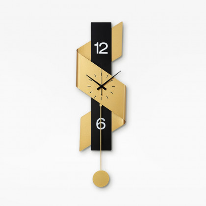 HMR - 34.3" Modern Geometric Gold & Black Digital Wall Clock Oversized Wall Decor For Living R