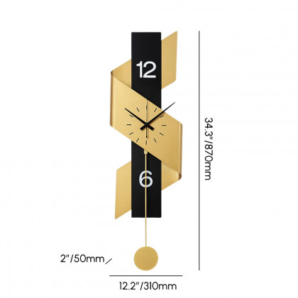 HMR - 34.3" Modern Geometric Gold & Black Digital Wall Clock Oversized Wall Decor For Living R