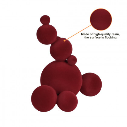HMR - Abstract Accumulate Snowballs Snowman Sculpture Art Modern Resin Flocking Decor Wine Red