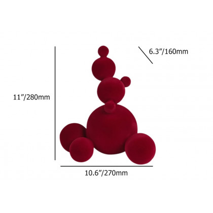 HMR - Abstract Accumulate Snowballs Snowman Sculpture Art Modern Resin Flocking Decor Wine Red