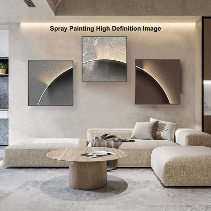 HMR - 3-Pieces Modern Abstract Wall Decor Set Square Canvas Print with Frame Living Room