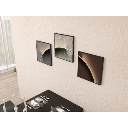 HMR - 3-Pieces Modern Abstract Wall Decor Set Square Canvas Print with Frame Living Room