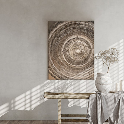 HMR - Japandi Wall Decor for Living Room Bedroom Home Geometry Art Painting in Brown