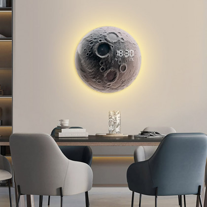 HMR - Modern and Unique LED Wall Clock Moon-inspired Home Decor