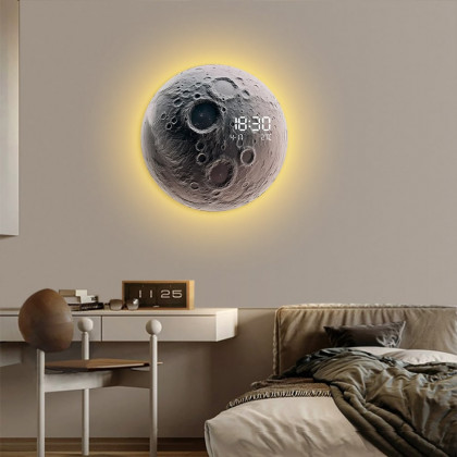 HMR - Modern and Unique LED Wall Clock Moon-inspired Home Decor