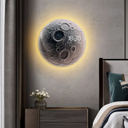 HMR - Modern and Unique LED Wall Clock Moon-inspired Home Decor