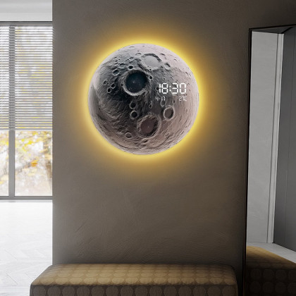 HMR - Modern and Unique LED Wall Clock Moon-inspired Home Decor