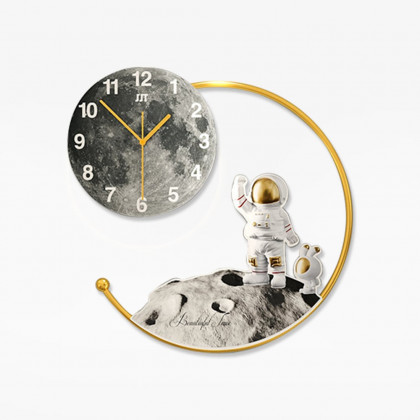 HMR - 20.5" Modern Astronaut Metal Acrylic Round Wall Clock with LED Lights