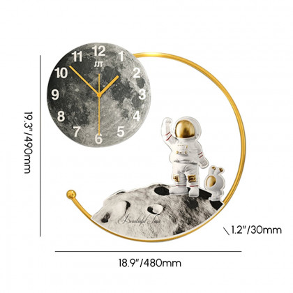 HMR - 20.5" Modern Astronaut Metal Acrylic Round Wall Clock with LED Lights