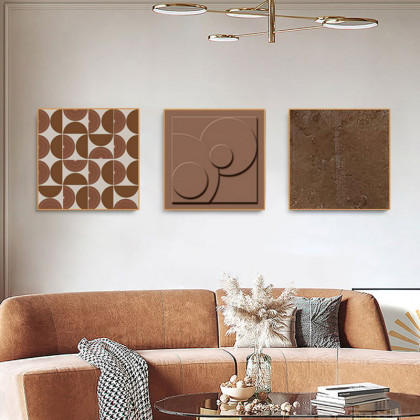 HMR - 3-Pieces Modern Square Wall Decor Set 20" x 20" Abstract Canvas Painting Art Living Room