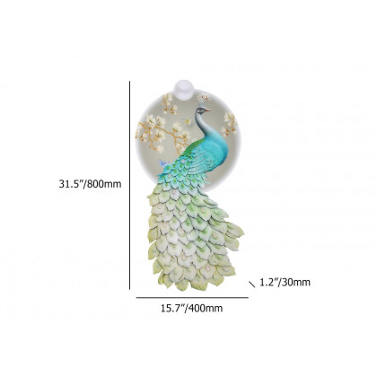 HMR - 31.5" LED Acrylic Peacock Wall Art Modern Abstract Geometric Decor USB Charging