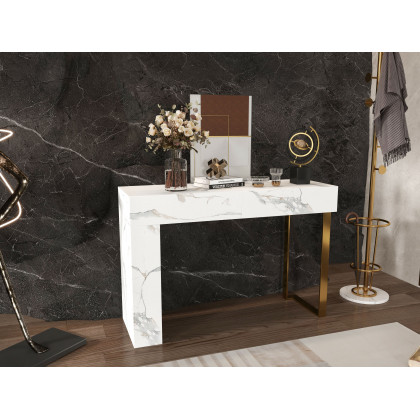 HMR - Modern Abstract Metal Black & Gold Globe Ornament Sculpture Decor with Rectangle Stand