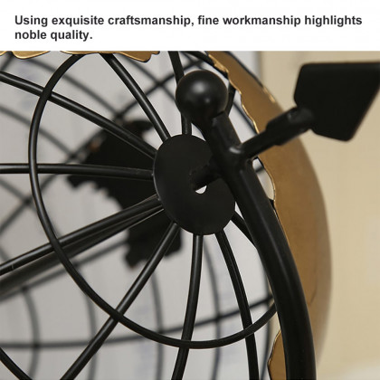 HMR - 11.8" Modern Abstract Metal Black & Gold Wireframe Globe Sculpture Ornament Decor Art