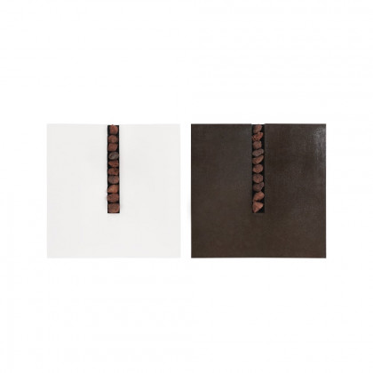 HMR - 2 Pieces Modern 23.6" Square Abstract Stone Wall Decor Art Set Living Room Bedroom