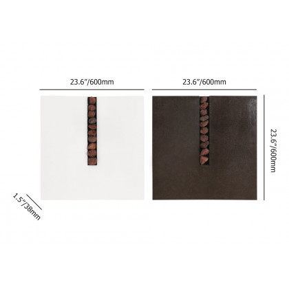 HMR - 2 Pieces Modern 23.6" Square Abstract Stone Wall Decor Art Set Living Room Bedroom