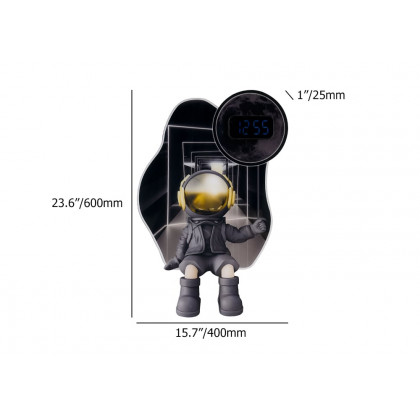 HMR - 23.6" LED Digital Astronaut Wall Clock Spaceman Decor Art Living Room Bedroom in Black