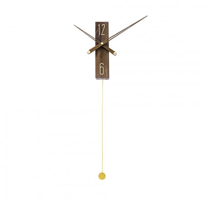 HMR - Modern Large Decorative Wall Clock Rectangle Walnut Wood Wall Clocks with Pendulum