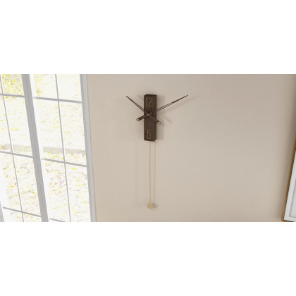 HMR - Modern Large Decorative Wall Clock Rectangle Walnut Wood Wall Clocks with Pendulum