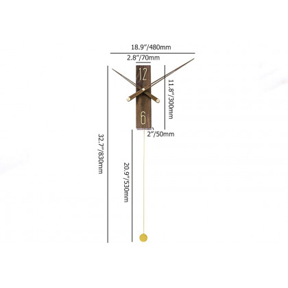 HMR - Modern Large Decorative Wall Clock Rectangle Walnut Wood Wall Clocks with Pendulum