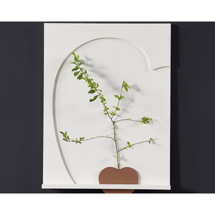 HMR - 3D Abstract 27.6" Japandi Wall Art Sculpture Decor With Shelf & Vase Living Room Bedroom