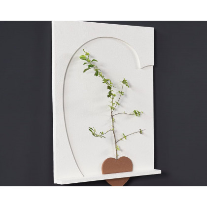 HMR - 3D Abstract 27.6" Japandi Wall Art Sculpture Decor With Shelf & Vase Living Room Bedroom