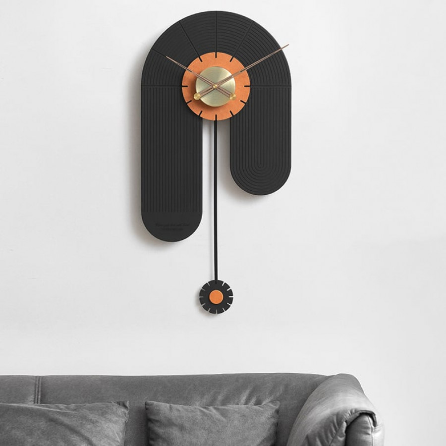 HMR - Modern Large Wall Clock Irregular Metal Oversized Decorative Wall Clocks in Black